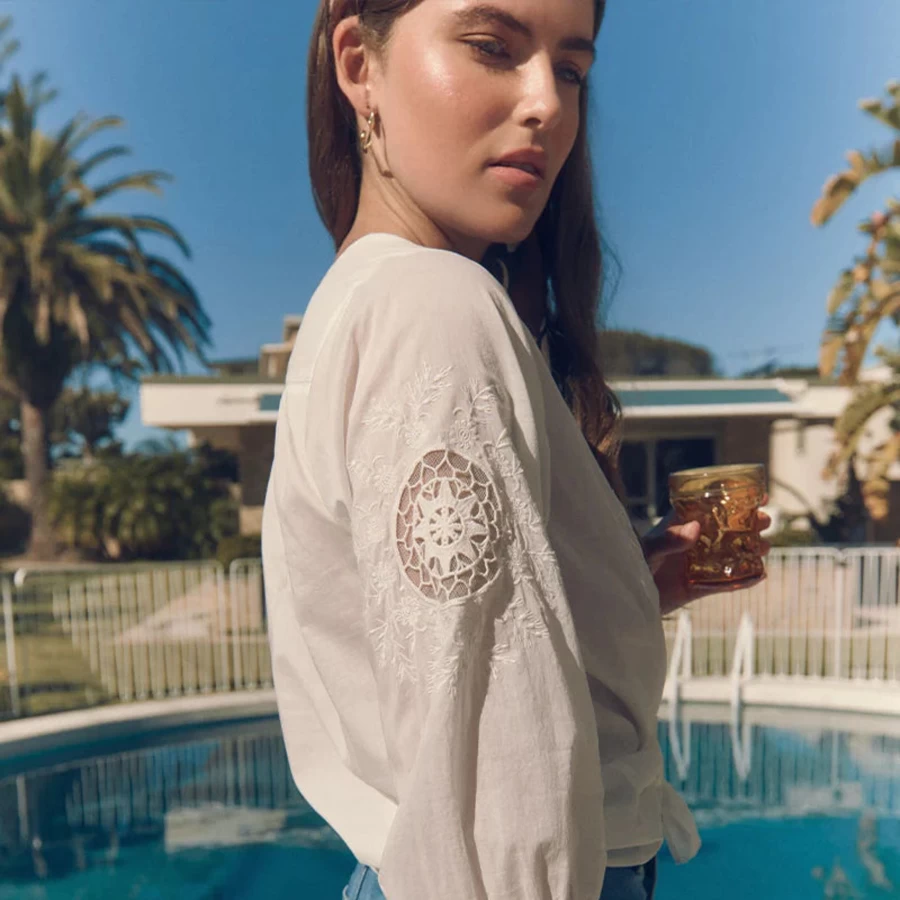 Best Marie Louise De Monterey Cercle Au Crochet Blouse, Chalk | Marie Louise De Monterey