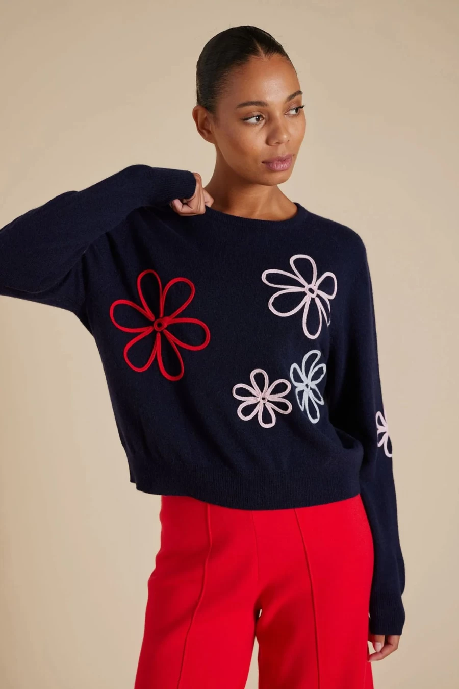 Online Alessandra Arden Merino Cashmere Knit, Navy | Alessandra
