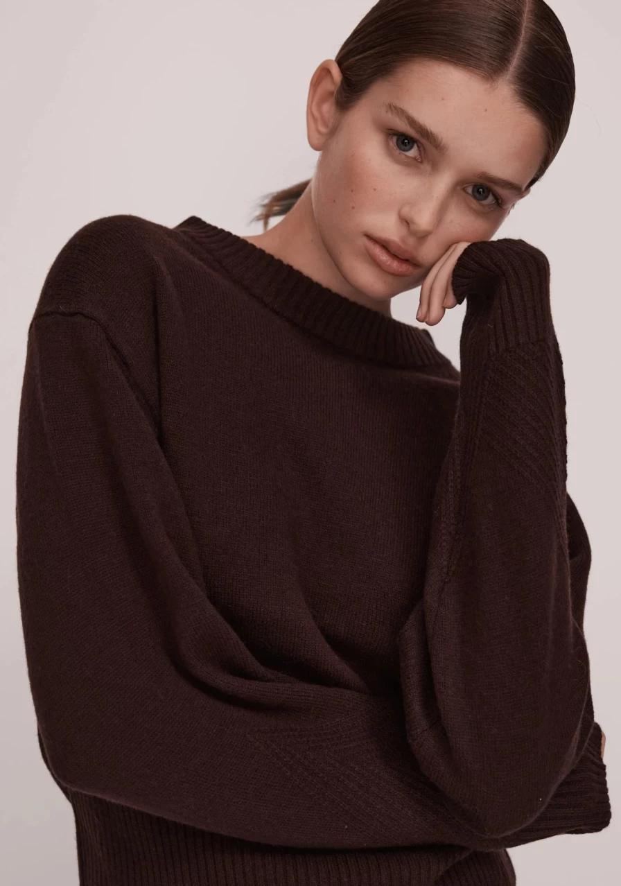 New Morrison Oliver Merino Pullover, Chocolate | Morrison