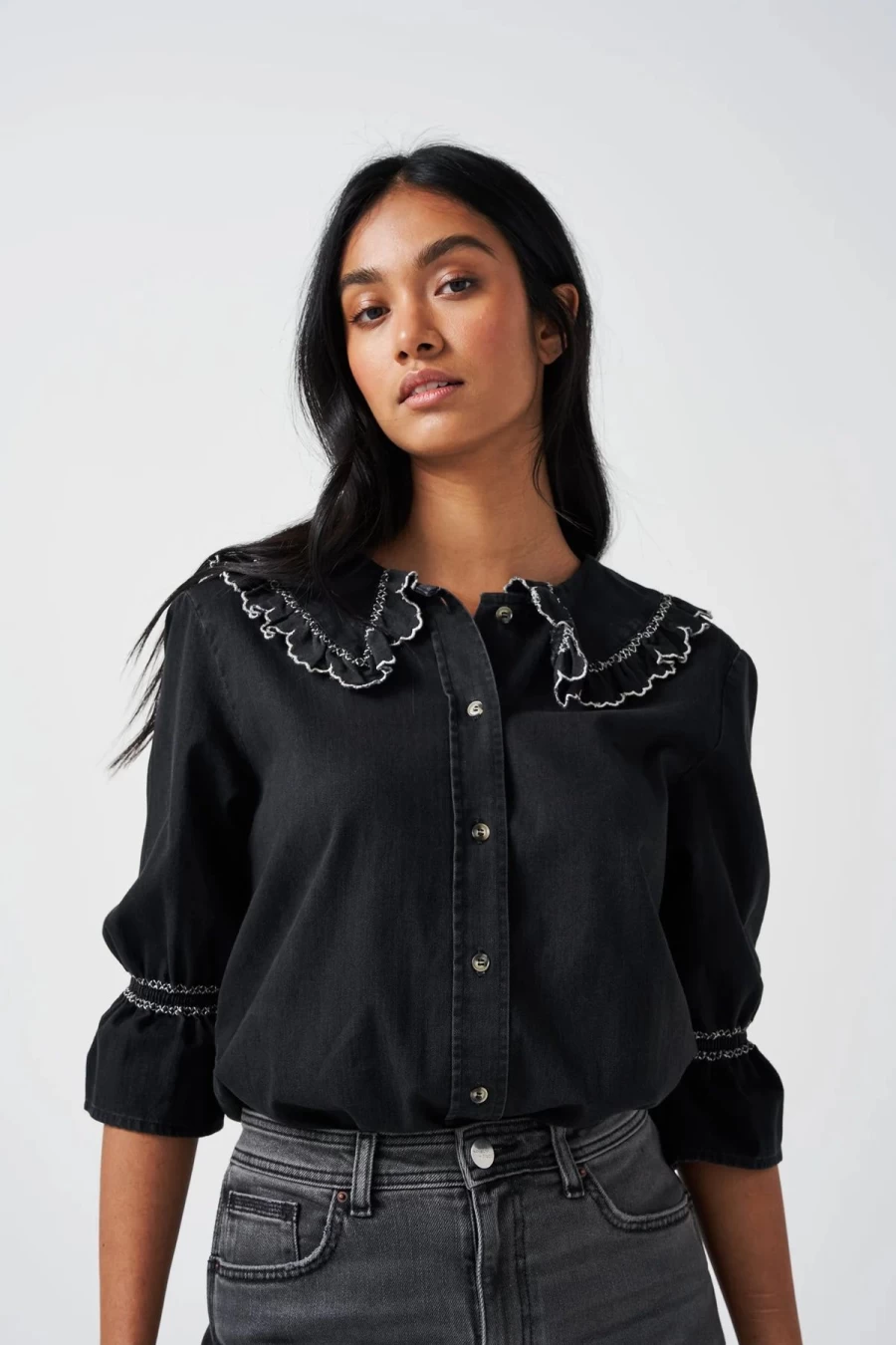 New Seventy + Mochi Daisy Blouse, Washed Black | Seventy + Mochi