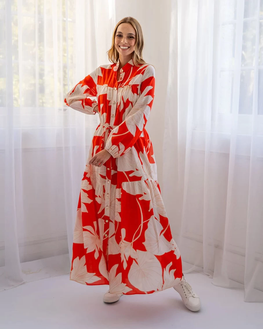 Best Arlington Milne Natalia Maxi Dress, Tangerine Fern | Arlington Milne