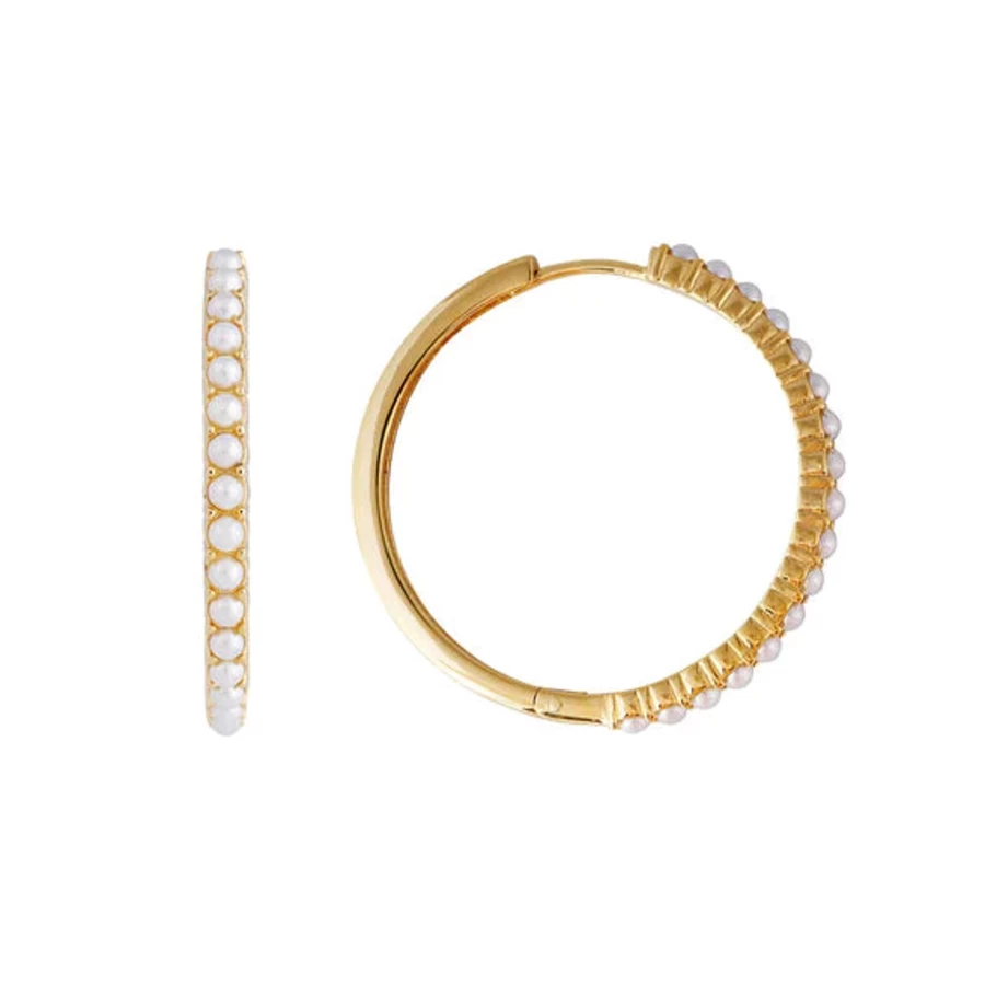 Best Fairley Slim Crystal Pearl Xl Maxi Hoops | Fairley