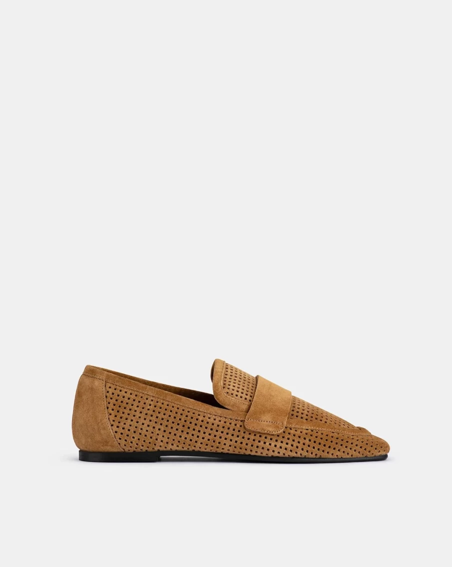 New DOF Shoes Emilia Loafer, Tan Suede | Dof