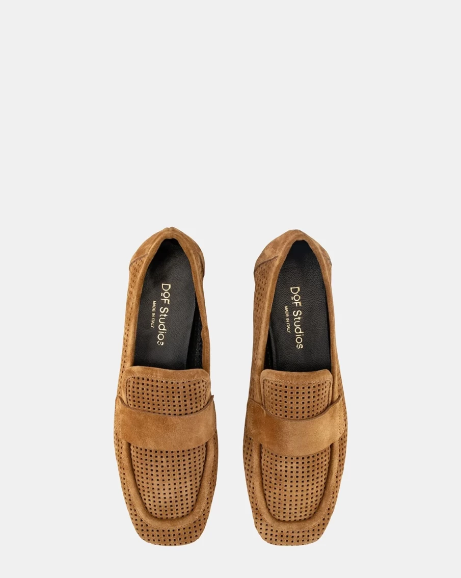 New DOF Shoes Emilia Loafer, Tan Suede | Dof