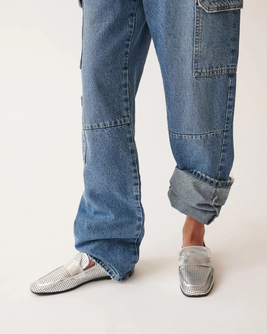 Hot DOF Shoes Emilia Loafer, Argento Leather | Dof