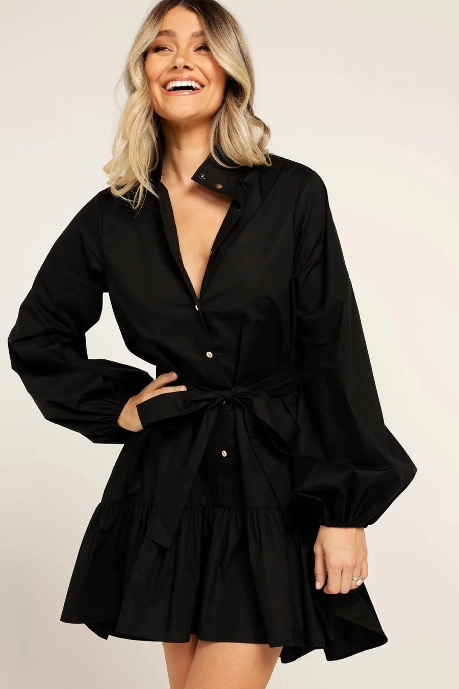 New Bonfire The Label Ruffle Mini Dress, Black | Bonfire The Label