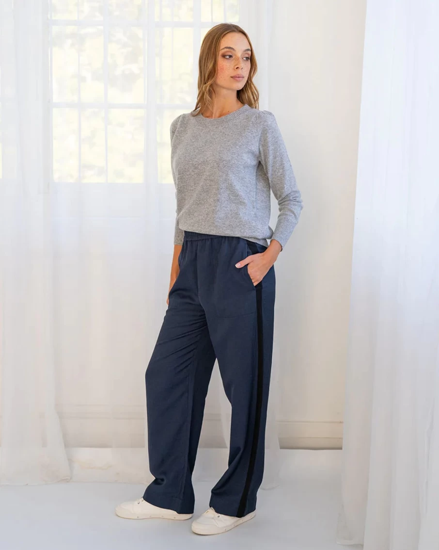 Clearance Arlington Milne Clinton Pant, Navy With Black Stripe | Arlington Milne