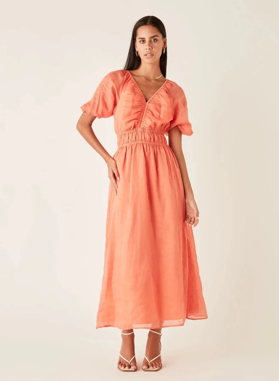 Best Esmaee Palms Midi Dress, Blood Orange | Esmaee