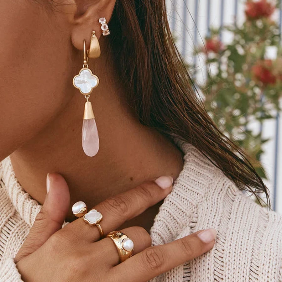 Wholesale Fairley Rose Quartz Mop Earrings | Fairley