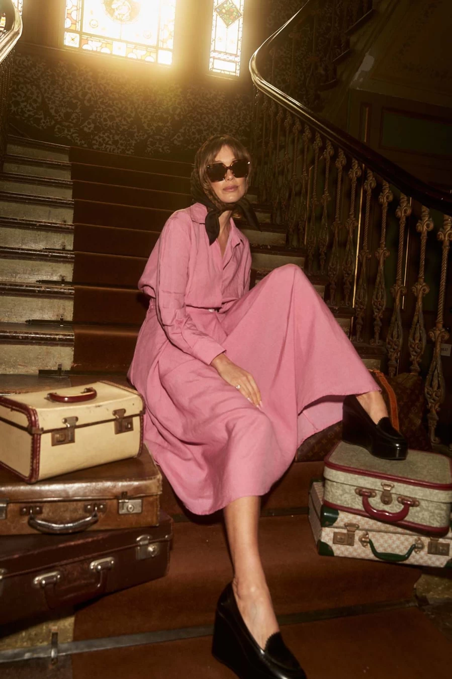 Wholesale Olga De Polga Luminary Parisian Midi Wrap Dress Rose In Linen Blend | Olga De Polga