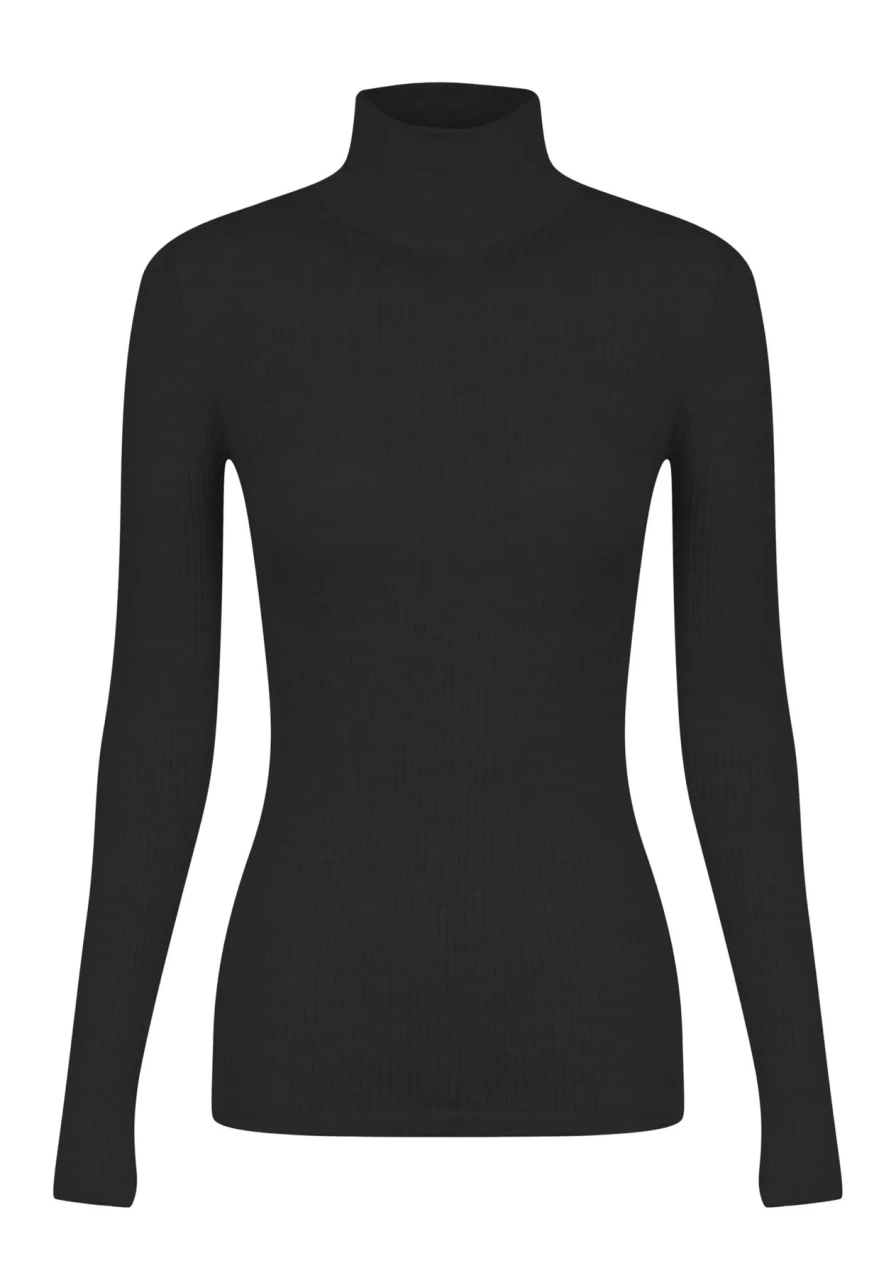 New Morrison Merino Rib High Neck, Black | Morrison