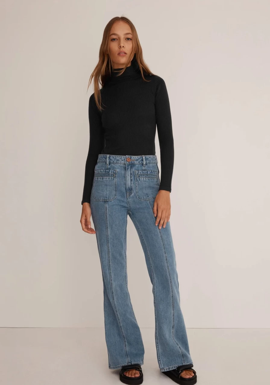 New Morrison Merino Rib High Neck, Black | Morrison
