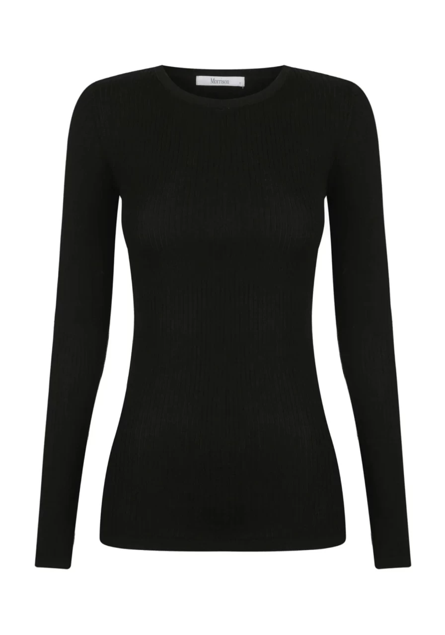 New Morrison Merino Rib Round Neck, Black | Morrison
