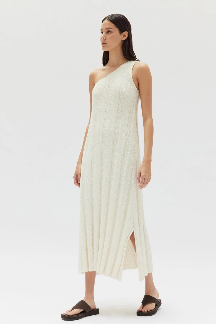 New Assembly Label Caitlin Rib Knit Midi Dress, Antique White | Assembly Label