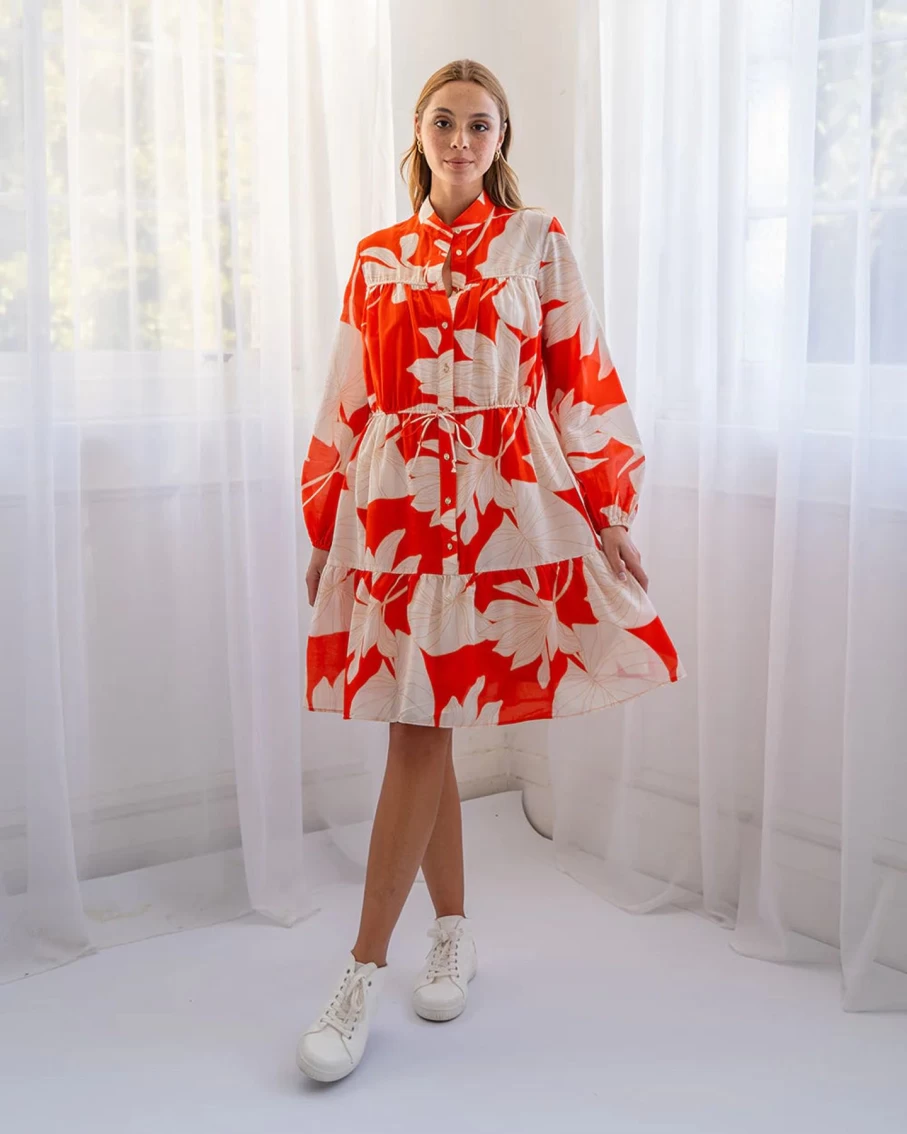 Hot Arlington Milne The Natalia Mini Dress, Tangerine Fern | Arlington Milne