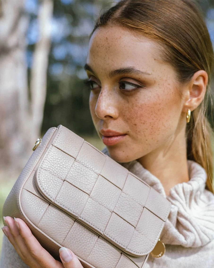 Wholesale Arlington Milne Clara Weave Crossbody, Fawn | Arlington Milne