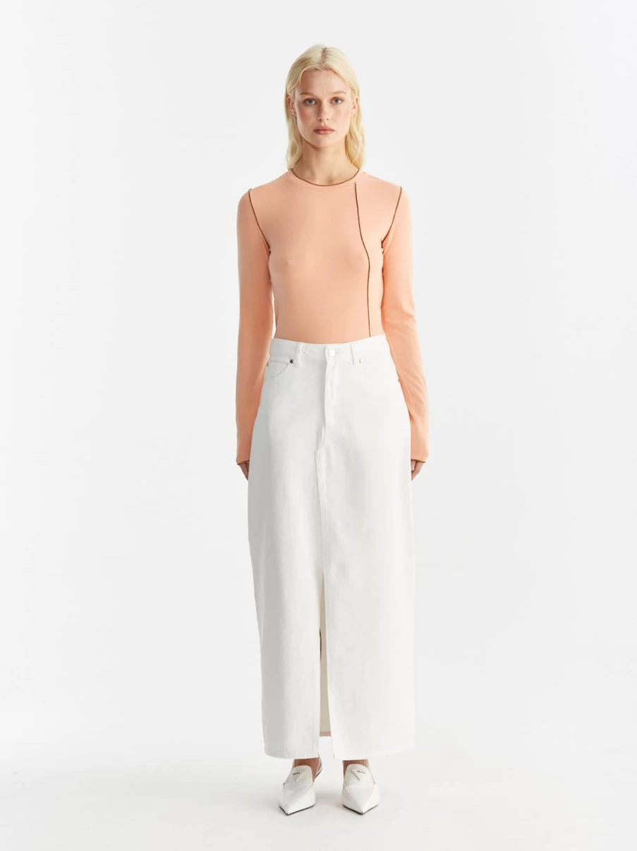 Hot Ena Pelly Hatty Maxi Denim Skirt, White | Ena Pelly