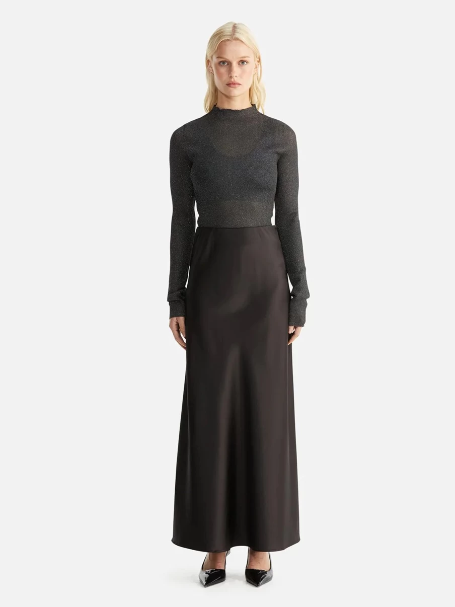 Wholesale Ena Pelly Logan Satin Maxi Skirt, Black | Ena Pelly