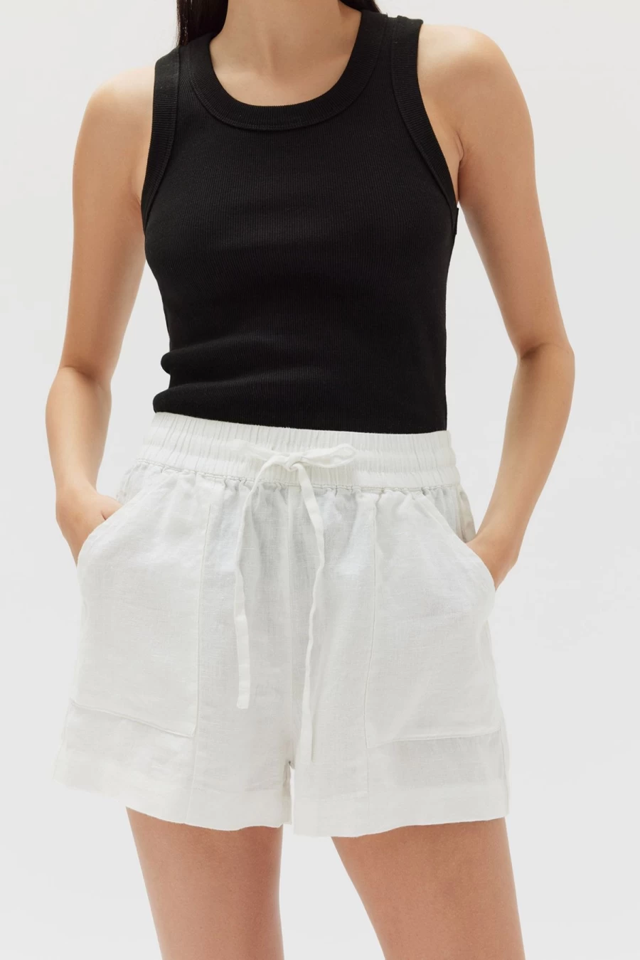 Best Assembly Label Zora Linen Shorts, White | Assembly Label