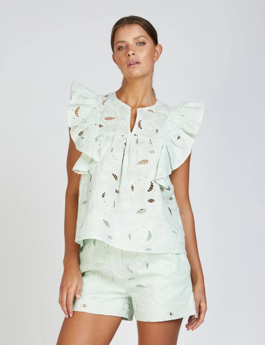 Wholesale In The Sac Kaia Ruffle Top, Mint | In The Sac