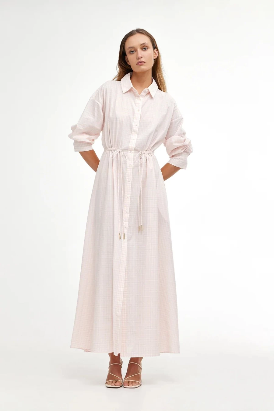 Wholesale Kinney Isla Shirt Dress, Blush Gingham | Kinney