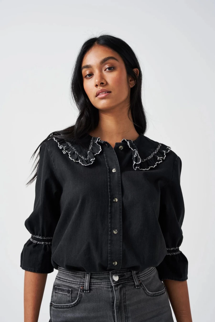 Best Seventy + Mochi Daisy Blouse, Washed Black | Seventy + Mochi