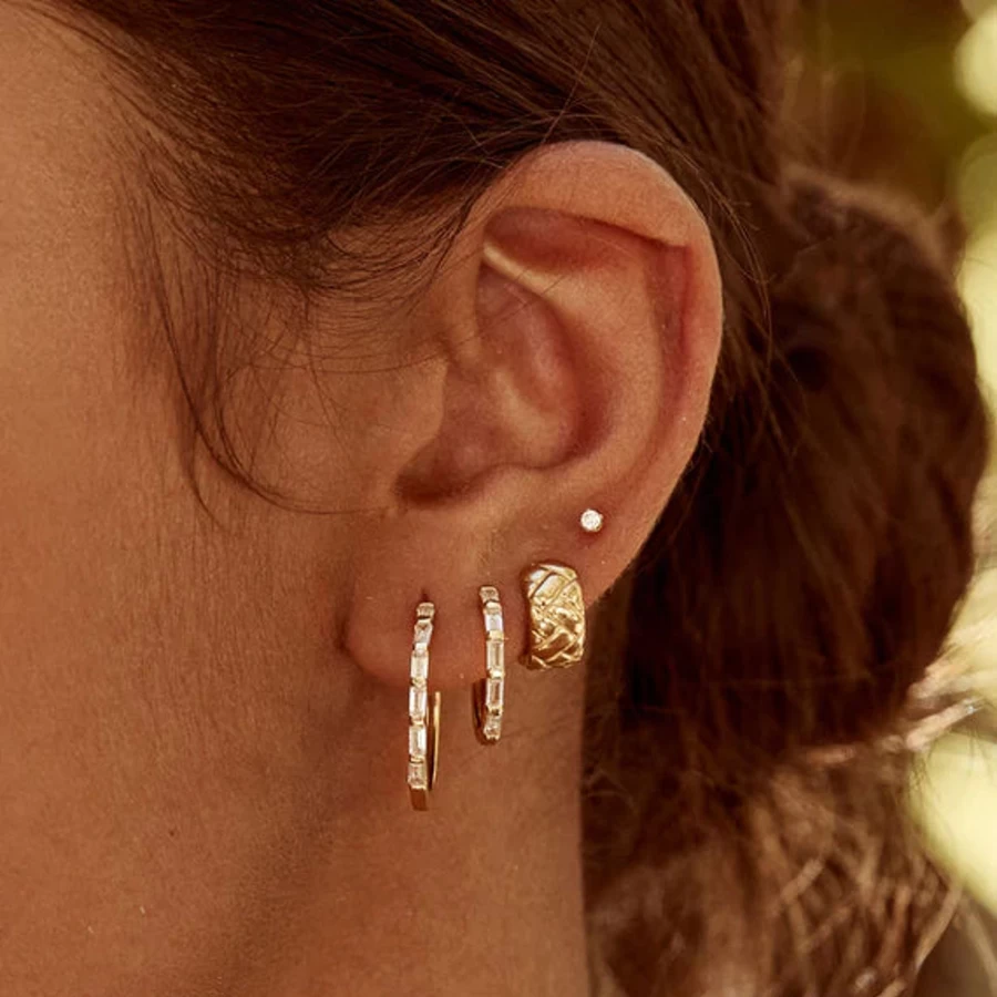 Clearance Fairley Crystal Baguette Midi Hoops