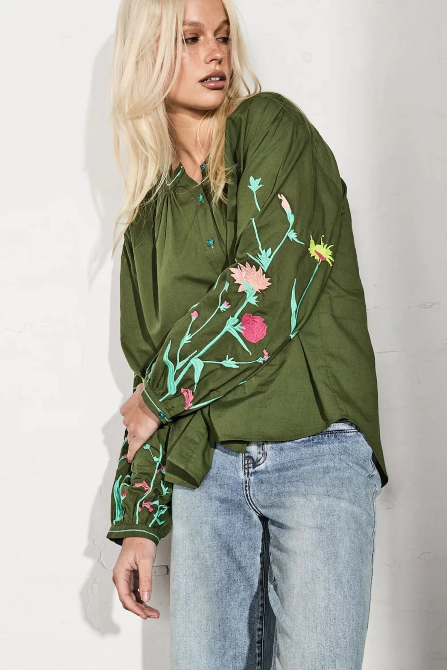 Clearance Kireina. Beatrice Blouse, Khaki | Kireina