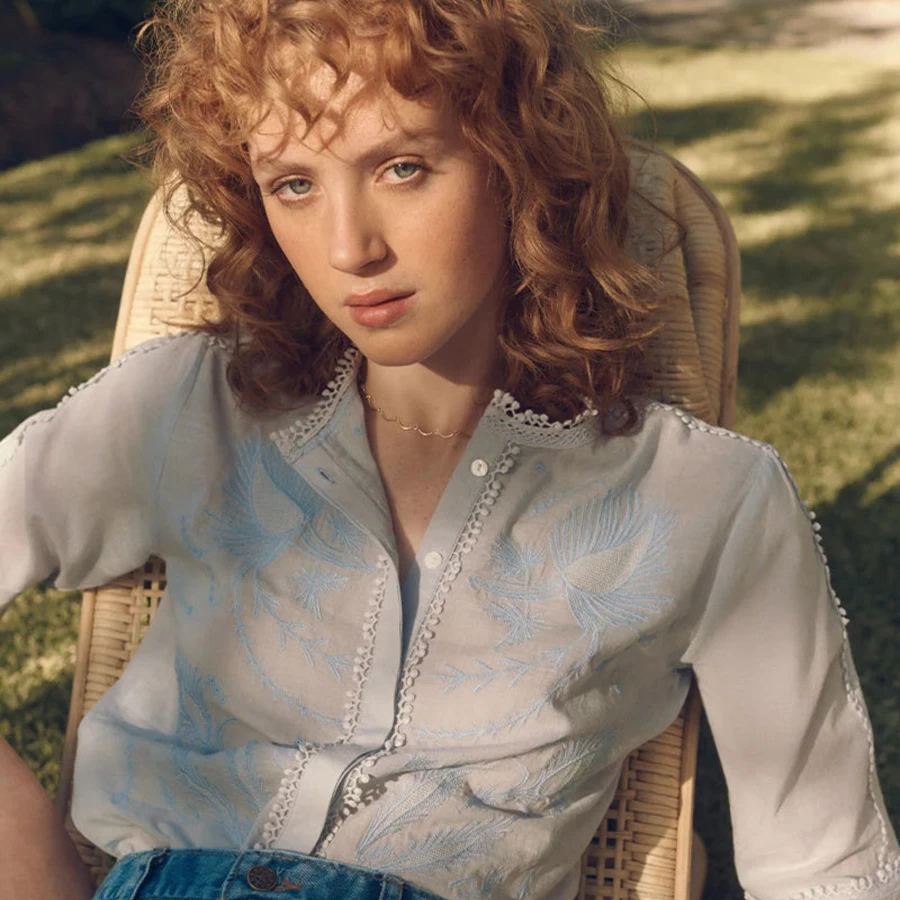 Hot Marie Louise De Monterey Spring Camille Blouse, Blue | Marie Louise De Monterey