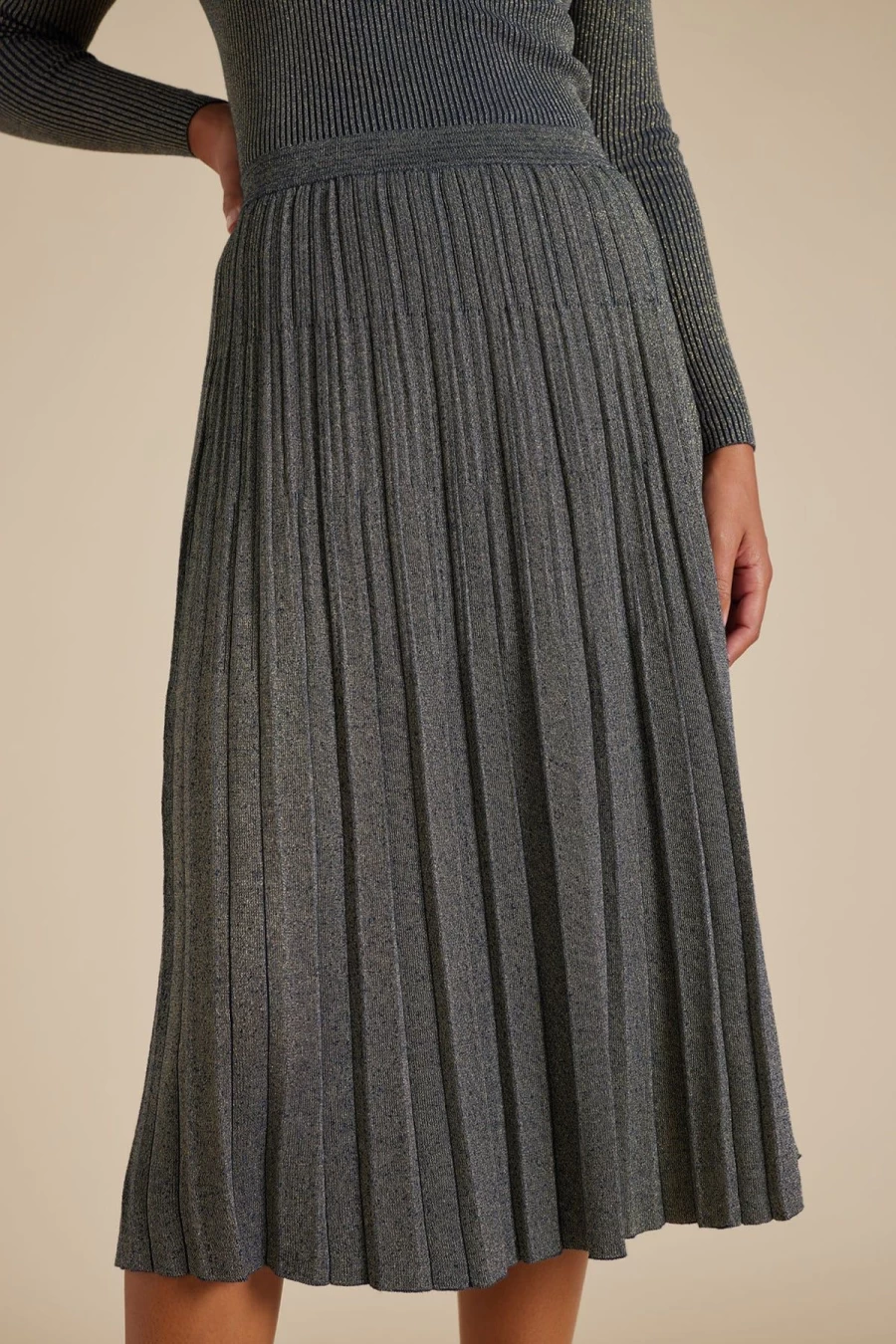 Hot Alessandra Lexi Cotton Lurex Skirt, Navy | Alessandra