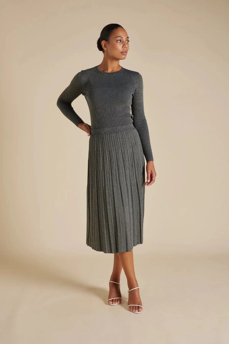 Hot Alessandra Lexi Cotton Lurex Skirt, Navy | Alessandra
