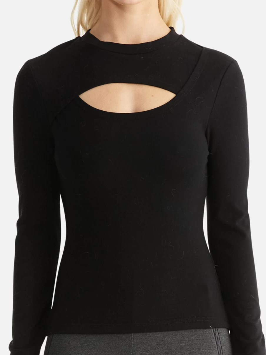 Hot Ena Pelly Remi Ribbed Long Sleeve Top, Black | Ena Pelly