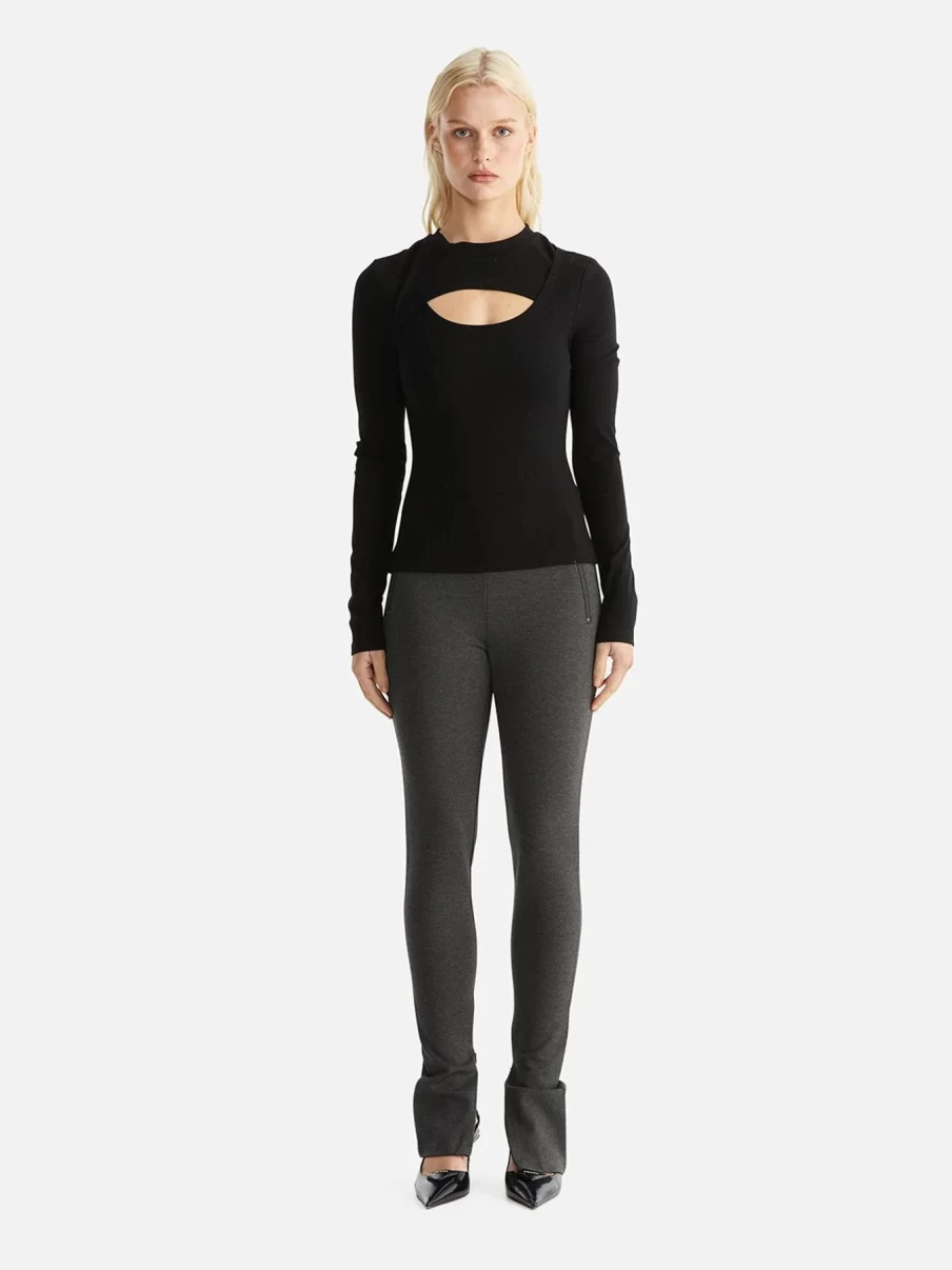 Hot Ena Pelly Remi Ribbed Long Sleeve Top, Black | Ena Pelly