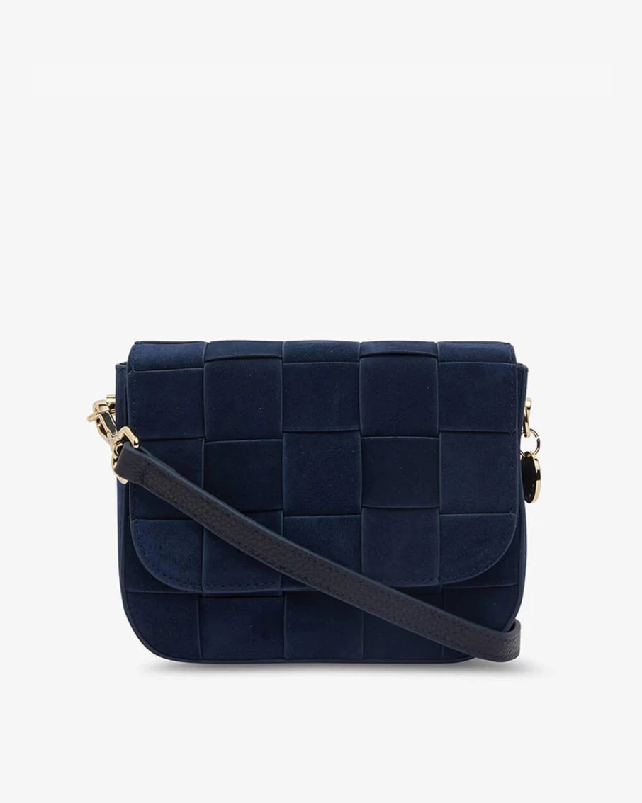 Online Arlington Milne Clara Weave Crossbody, Navy Suede | Arlington Milne