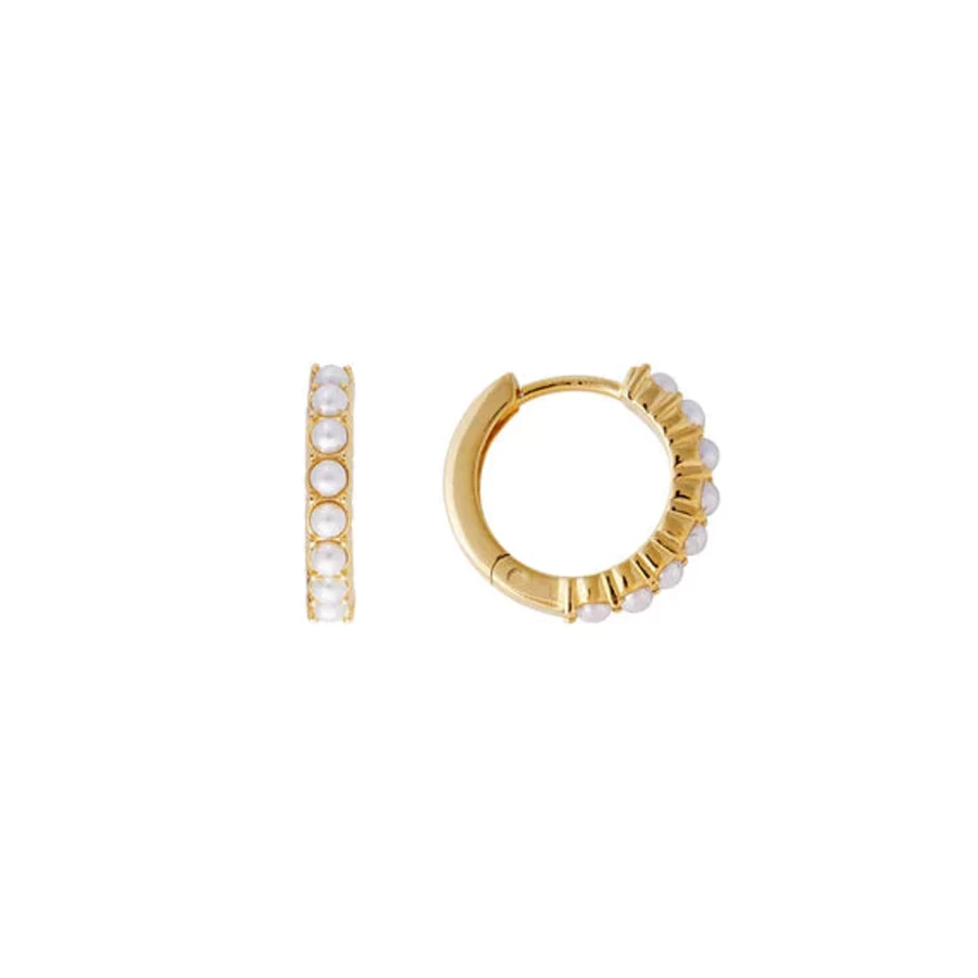 Best Fairley Slim Crystal Pearl Midi Hoops | Fairley