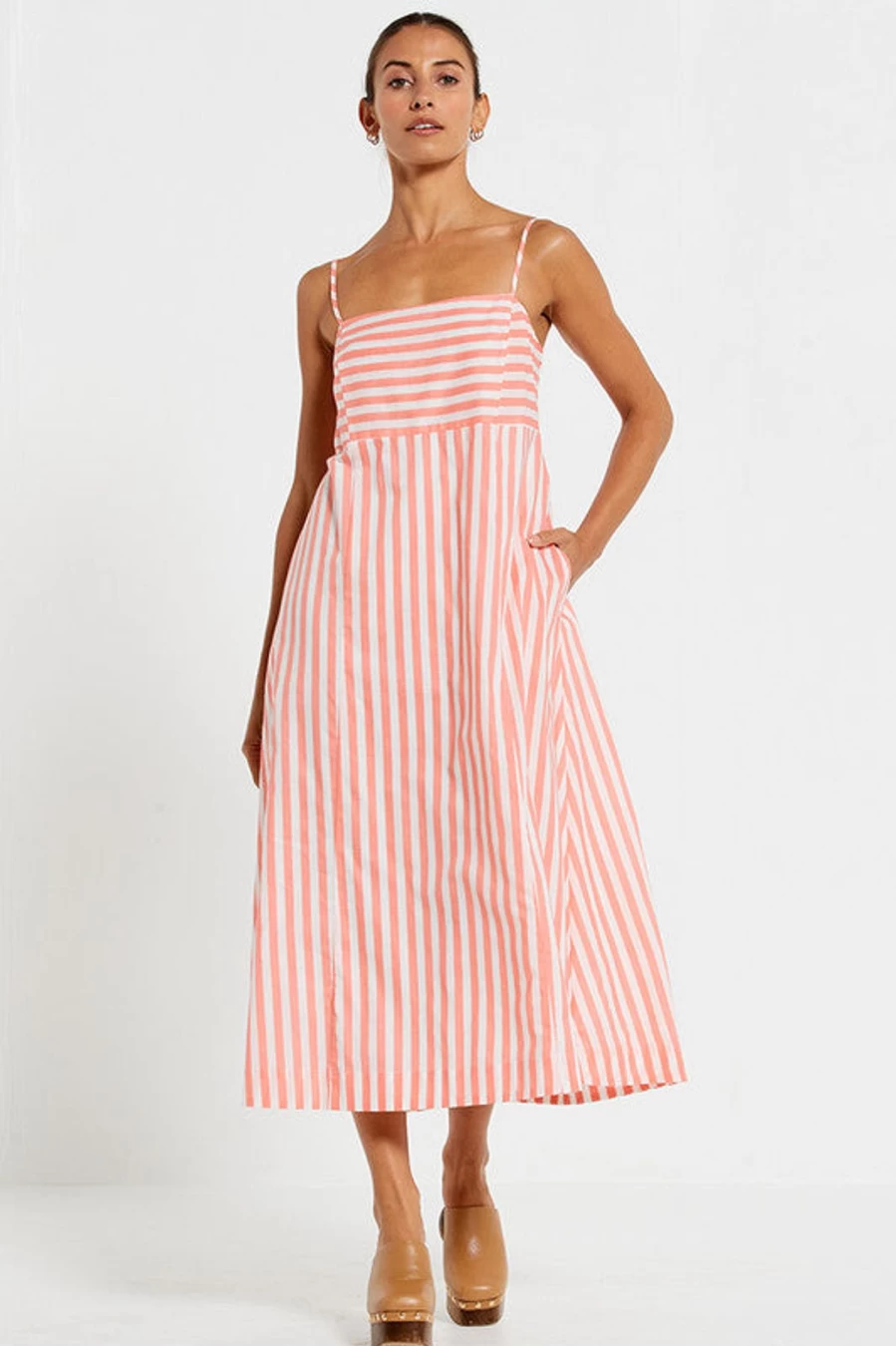 Wholesale Bohemian Traders Slip Dress, Peach Stripe | Bohemian Traders
