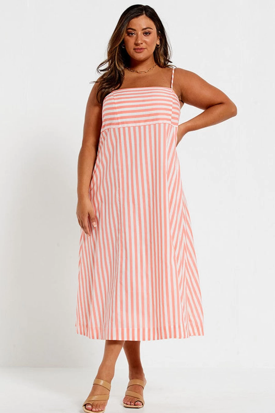 Wholesale Bohemian Traders Slip Dress, Peach Stripe | Bohemian Traders