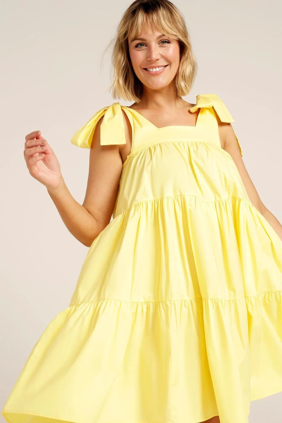 Online Bonfire The Label Swing Tiered Dress, Lemon | Bonfire The Label