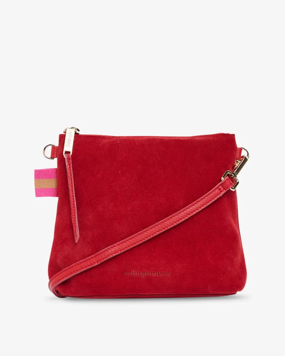 Clearance Arlington Milne Alexis Crossbody, Red Suede | Arlington Milne