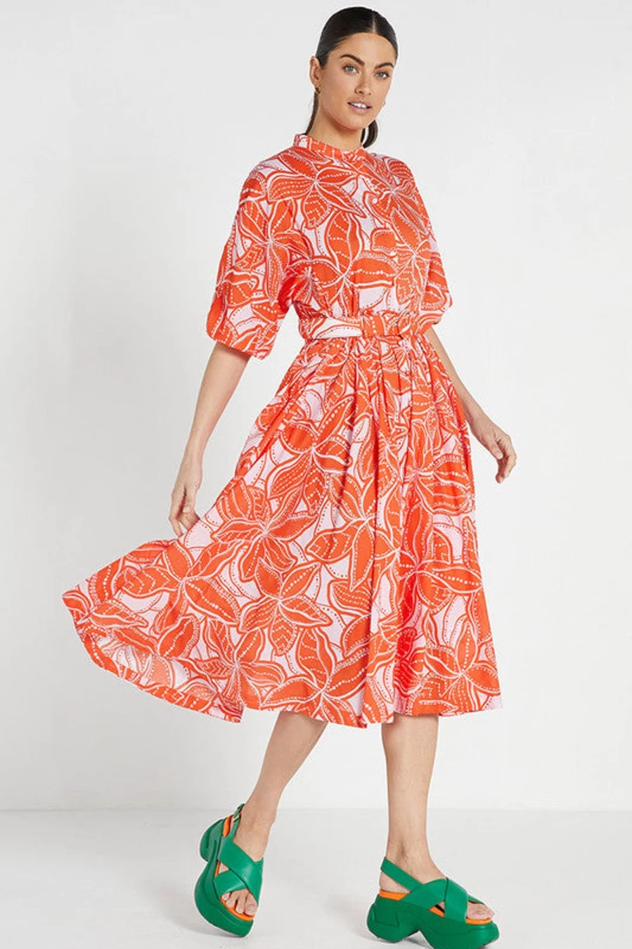 Online Bohemian Traders Dolman Midi Shirt Dress, Uikyo Botanic | Bohemian Traders