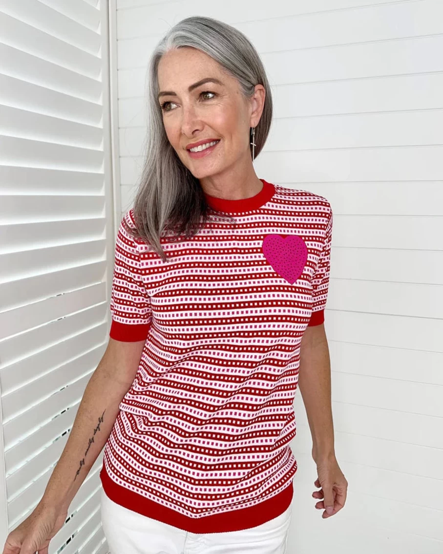 Best Frankie’s Melbourne Sailor Stripe Top, Pink Heart | Frankies Melbourne