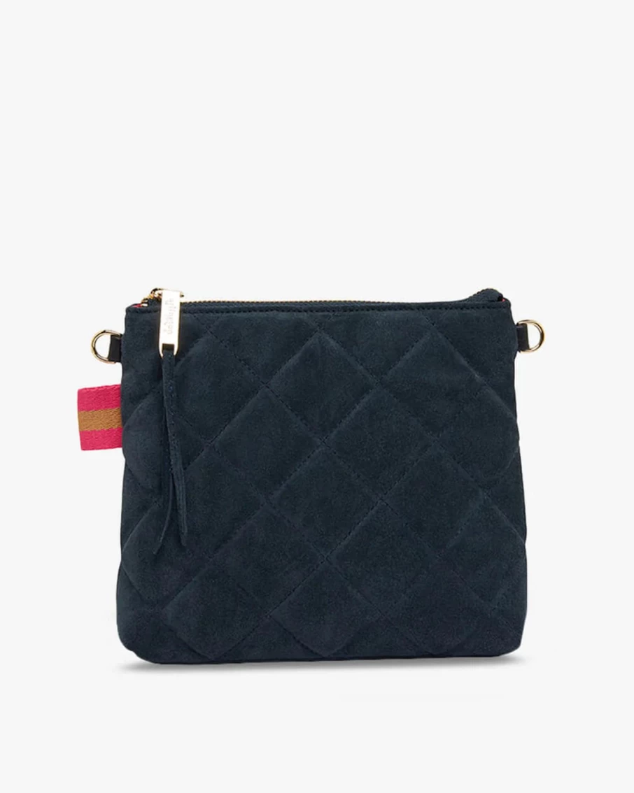 Clearance Arlington Milne Alexis Crossbody, Quilted Navy Suede | Arlington Milne