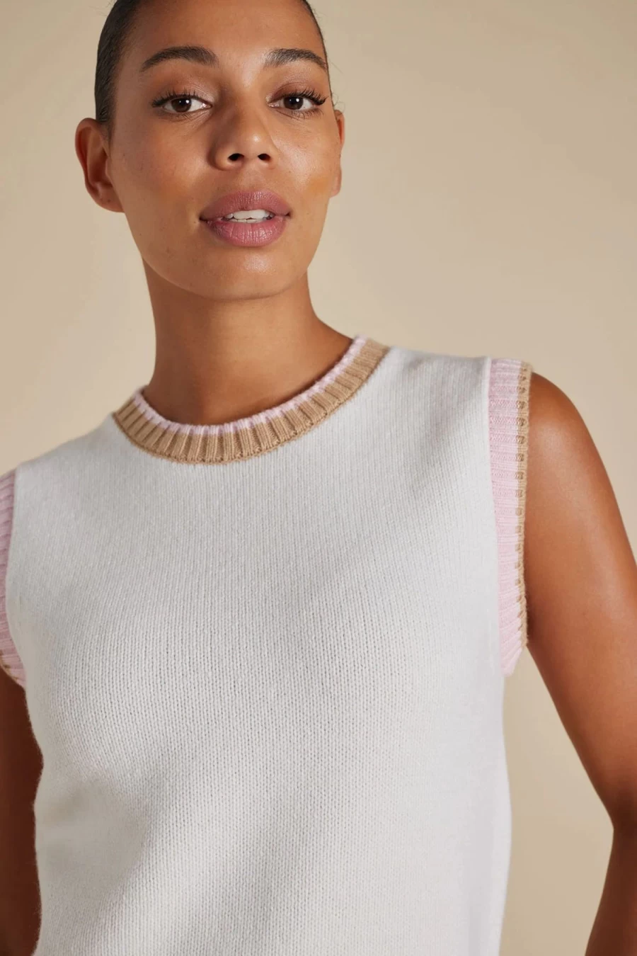 Wholesale Alessandra Cora Merino Cashmere Vest, Cream | Alessandra