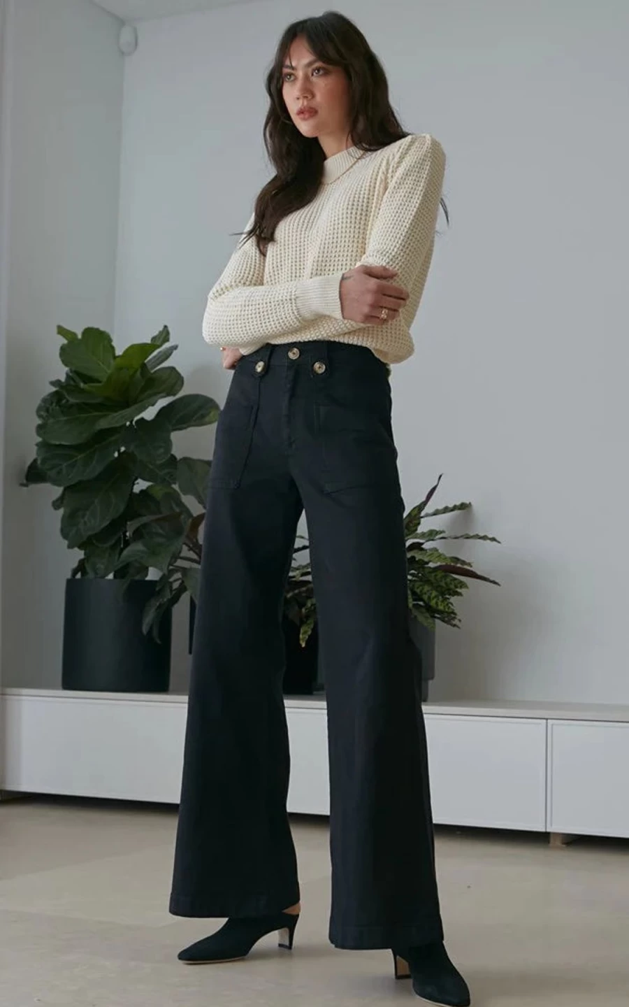 Clearance Dricoper Piper Wide Leg Trouser, Black | Dricoper