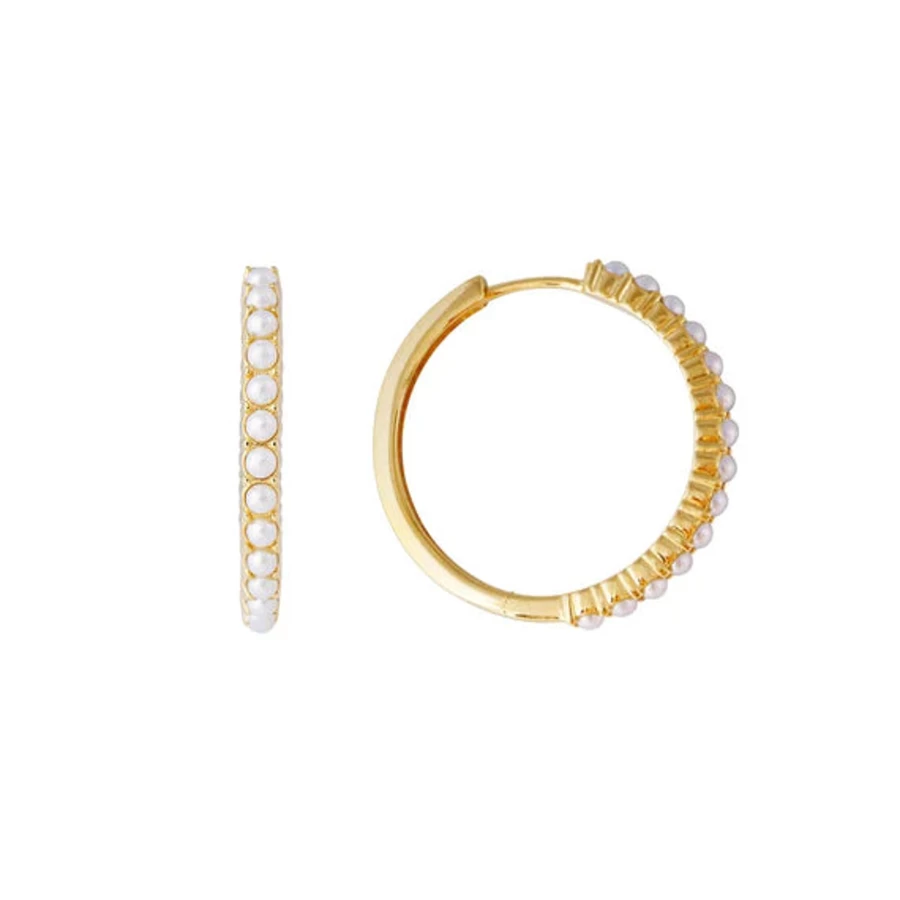 Best Fairley Slim Crystal Pearl Maxi Hoops | Fairley