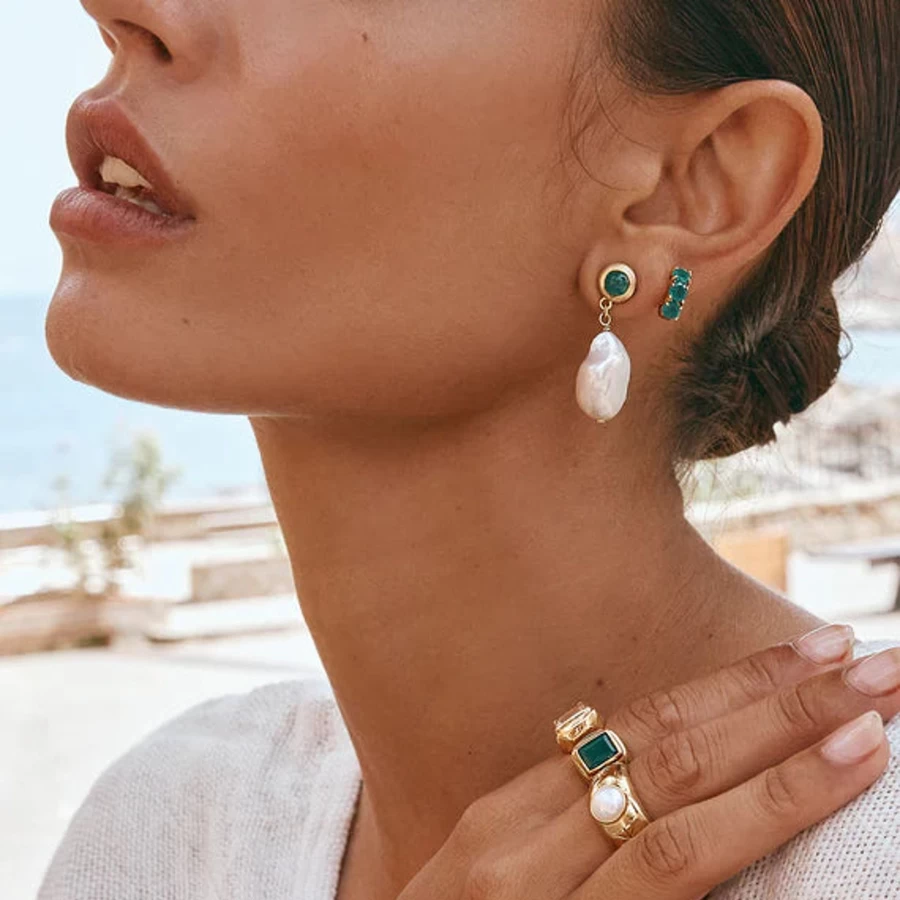 New Fairley Eventurine Keshi Drop Earrings | Fairley