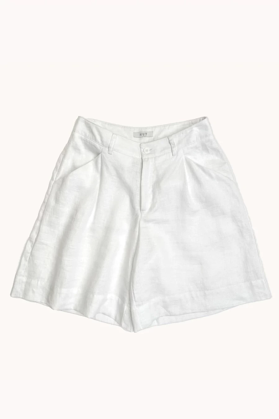 Clearance HUT Clothing White Tailored Linen Short